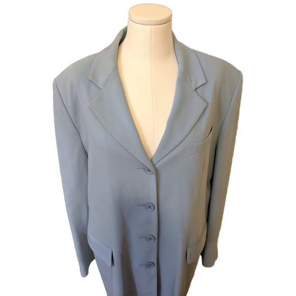 Vintage The Work Connection Light Blue Duster Blazer Button Up Retro Office 14 - Picture 3 of 11